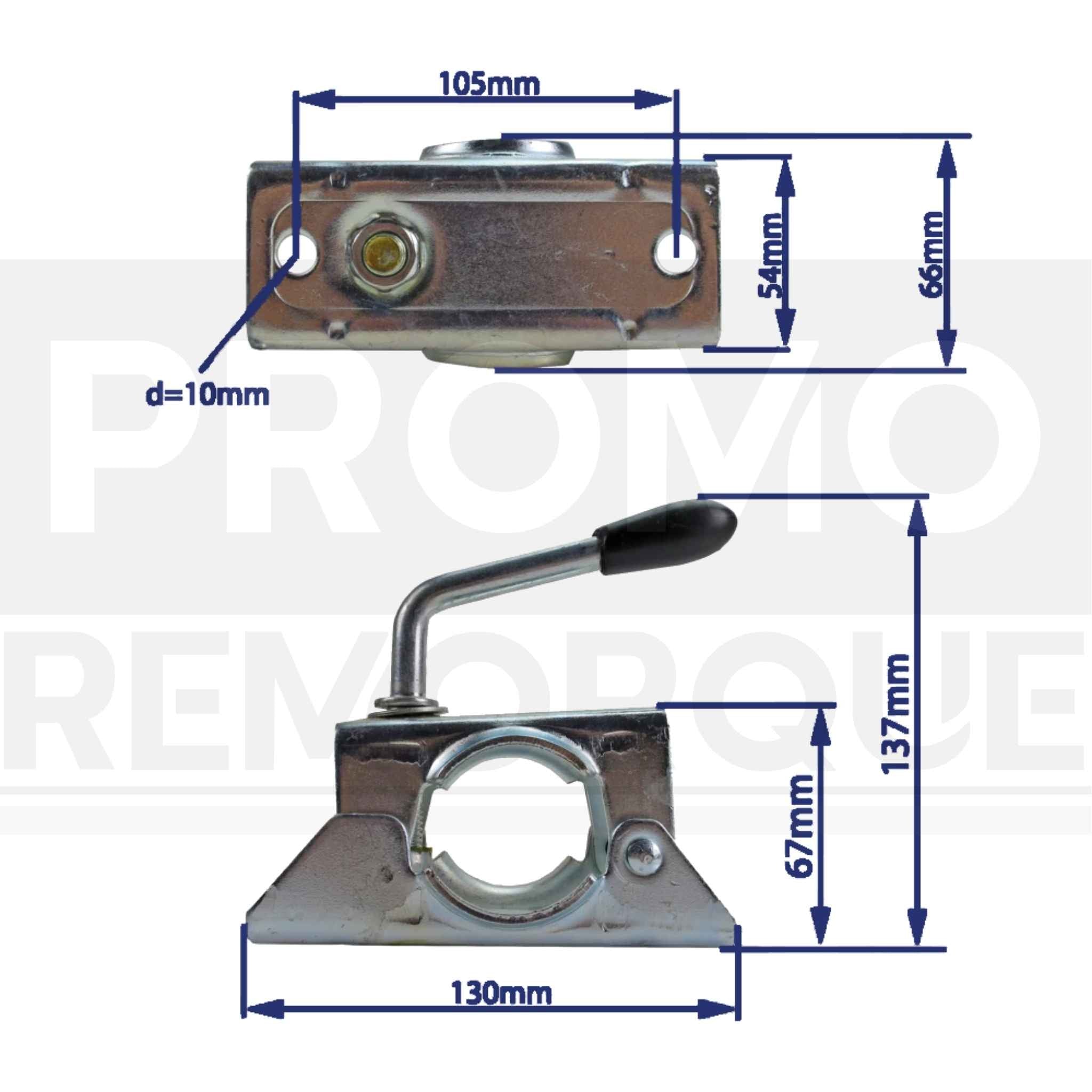TZ000165 Remorque Collier a Charniere Roue Jockey Béquille Ø48 48 mm Promo Remorque