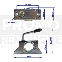 TZ000165 Remorque Collier a Charniere Roue Jockey Béquille Ø48 48 mm Promo Remorque